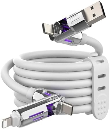 MFish 240W 4-in-1 Fast Charging Cable, White, 6.6FT