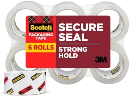 Scotch Secure Seal Packing Tape Refill, 1.88 in x 54.6 yd, 6 Rolls