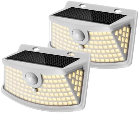 Aootek Solar Motion Sensor Lights Outdoor 120 LEDs, White, 2 Pack