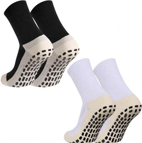 GEDOH Grip Soccer Socks Non Slip Sports Football Basketball Grip Pads Socks for Men2/4/6(1black1white)