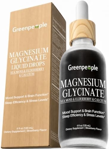 GREENPEOPLE Magnesium Glycinate Liquid Drops for Women,Strawberry,120ml