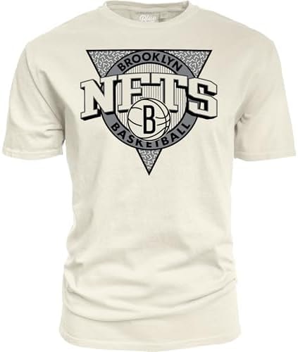 Brooklyn Nets NBA Officially Licensed T-Shirt Ringspun Triblock Ivory, Medium