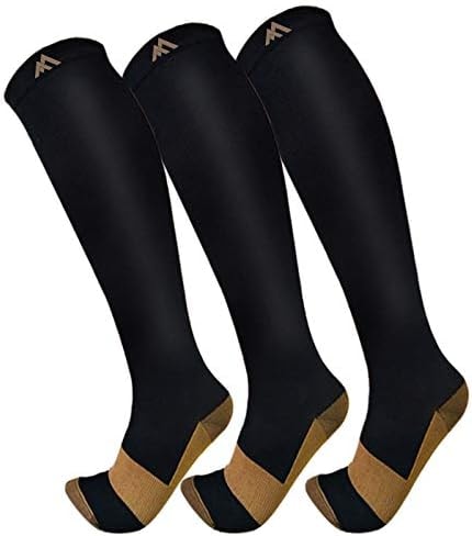 FuelMeFoot 3 Pack Compression Socks For Women Men Knee High Socks 15-20mmHg soccer socks fun copper ankle thick stockings women 10-13 gifts christmas accessories