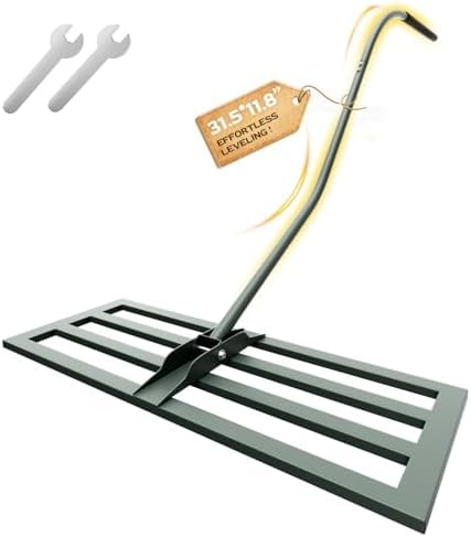 HamRoRung Lawn Leveling Rake -31.5''x11.8'' Heavy Duty Leveling Rake, Ergonomic Handle, Professional Ground Leveler for Yard, Soil, Grading, Gravel, Seeding, Do Not Hurt Turf, Save Effort
