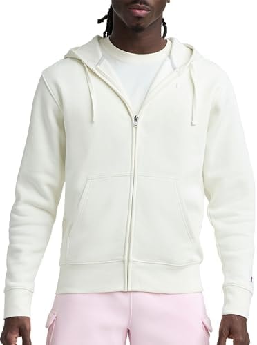 Champion Men's Powerblend Fleece Full-Zip Hoodie, Unbleached Cotton, 3X-Large Tall