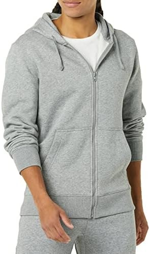Amazon Aware Men's Full-Zip Hooded Fleece Sweatshirt, Medium Grey Heather, X-Large