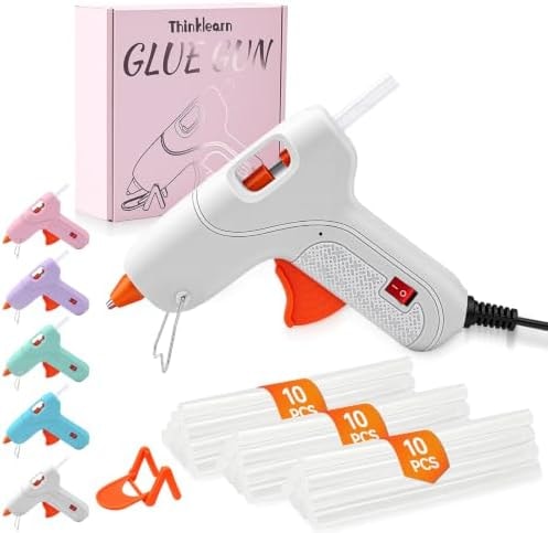 THINKLEARN Mini Hot Glue Gun with 30 Glue Sticks, for Craft Decor, White