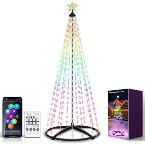 Smart Cone Christmas Tree Lights, RGB Color Changing, 5.9FT 235 LED