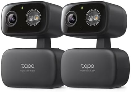 Tapo 2K Indoor/Outdoor Pan/Tilt Wired Security Camera - Baby Monitoring, Person & Baby Cry Detection, 360° Motion Tracking, Night Vision, No-Subscription Local Storage or Optional Cloud, C217 (2-Pack)
