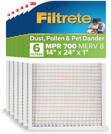 Filtrete 14x24x1 Air Filter, MERV 8, MPR 700, 6 HVAC Filters