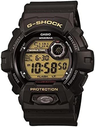 Casio G-Shock 8900-1 | Front Button Design | Shock Resistant | 200M Water Resistant | Aluminum Bezel | Super Illuminator LED Backlight | World Time | Stopwatch | Countdown Timer | 3-Year Battery