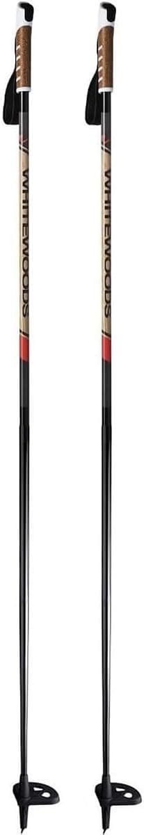 Whitewoods Unisex Cross Trail Lightweight 15mm Tapered Shaft Winter Sports Touring Nordic Ski Poles with Adjustable Padded Strap, Brown/Black, 155