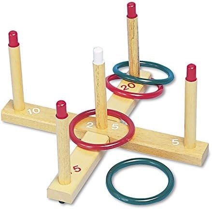Champion Sports Wooden Ring Toss Set – Durable Backyard Toss Game with Wooden Base & Colorful Rings – Fun Indoor/Outdoor Activity for All Ages