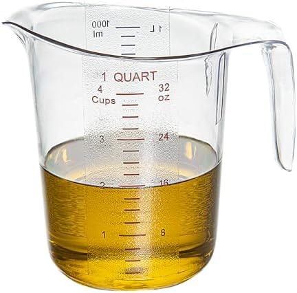 Restaurantware 1 qt Clear Plastic Measuring Cups, V-Spout, Handle, 10 Count