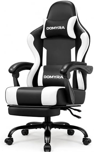 Gaming Chair for Adults with Footrest,Upgraded Ergonomic Chair,Black
