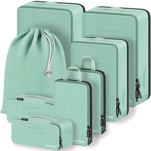 Lumesner 8 Set Compression Packing Cubes, Travel Suitcase Organizers