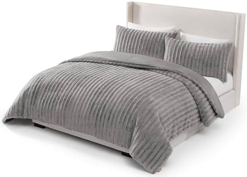 UGG Kenzie King Comforter Set, Plush Faux Fur, 3-Piece, Grey