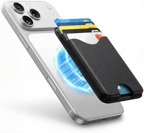Nepagz For MagSafe Wallet, 5-Card Holder with RFID Blocking, Vegan Leather Slim Magnetic Wallet, Bottom Card Ejection, for iPhone 17/16/15/14/13/12 Series, Not for Mini,Black