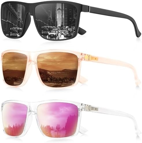 NSSIW Sunglasses Men Polarized Mens-Sunglasses: Classic Sun Glasses with UV400 Protection for Driving Fishing Golf 3 Packs