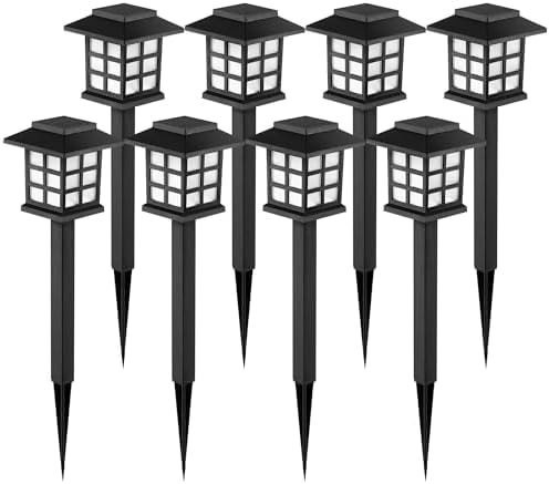 GIGALUMI Solar Lights Outdoor Waterproof 8 Pack, LED Garden Decor