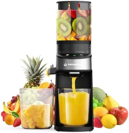Cold Press Juicer,400W Juicer Machines,4.9"Wide Feed Chute Slow Masticating Juicer for Whole Vegetables & Fruits,High Juice Yield,Easy to Clean,Advanced Touch Sensing Switch(Silver Gray)