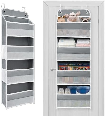 Over the Door Organizer 4 Shelves & 4 Side Pockets, Hanging Door Storage