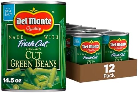 Del Monte Fresh Blue Lake Cut Green Beans Canned Vegetables, Sweet, 14.5 Oz, Pack of 12