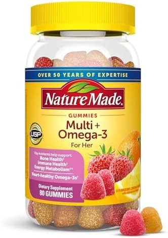 Nature Made Womens Gummy Multivitamins with Omega-3, Multivitamin for Women for Daily Nutritional Support, 80 Gummies, 40 Day Supply