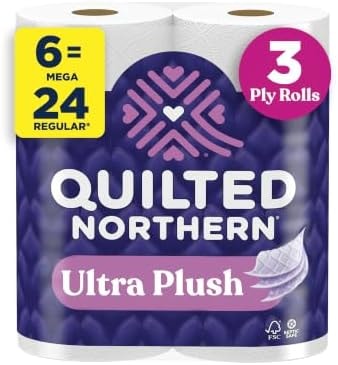 Quilted Northern Ultra Plush Toilet Paper, 6 Mega Rolls = 24 Regular Rolls