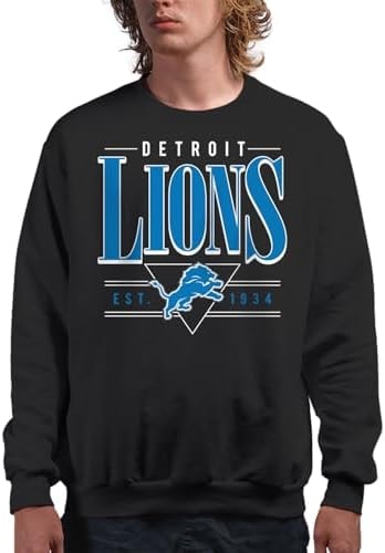 Junk Food NFL - Detroit Lions Established Retro Adult Crewneck Black