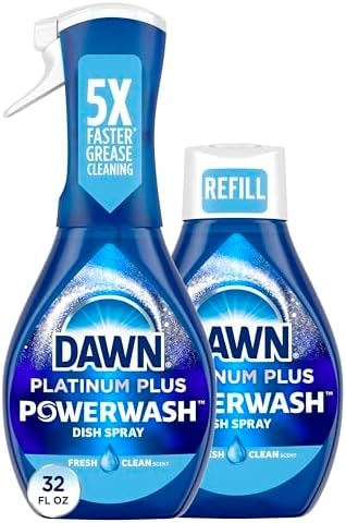 Dawn Powerwash Spray, Dish Soap, Dishwashing Liquid, Cleaning Supplies, Fresh, 1 Starter Kit + 1 Refill, 32 Fl Oz
