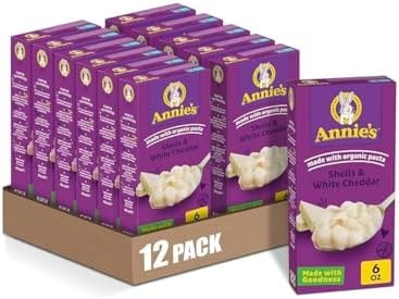 Annie's White Cheddar Shells Macaroni and Cheese with Organic Pasta, 6 oz (Pack of 12)