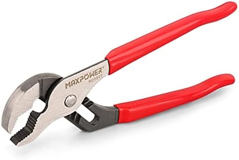 MAXPOWER 10 inch Groove Joint Pliers, Quick Adjustable Serrtated V Jaw Tongue and Groove Pliers