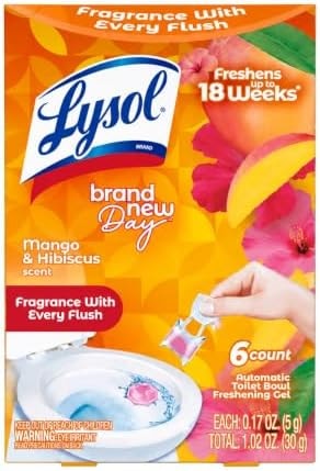 Lysol Click Gel Toilet Bowl Cleaner, Gel Stamp, Mango, 6 Count