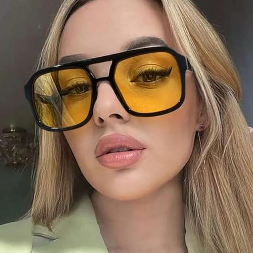 A Pair of Stylish Sunglasses, Featuring a Unique Design Decorative Sunglasses (Black/yellow)