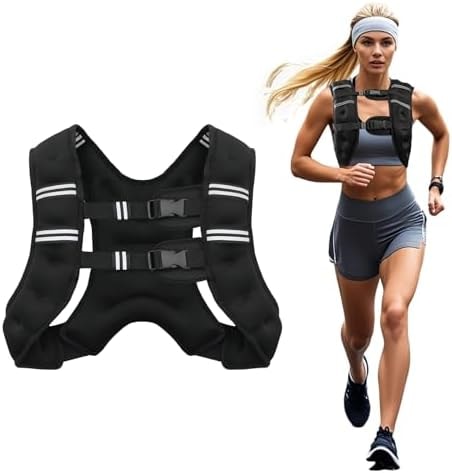 Poudee Weighted Vest, 12LB Weight Vest for Men Women, Body Weight Vests Adjustable with Reflective Stripe for Strength Training, Running, Training Workout, Jogging, Walking - 12LB