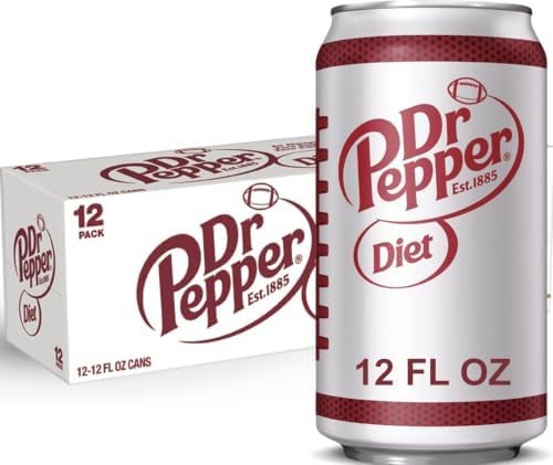 Diet Dr Pepper Soda, 12 fl oz cans, pack of 12