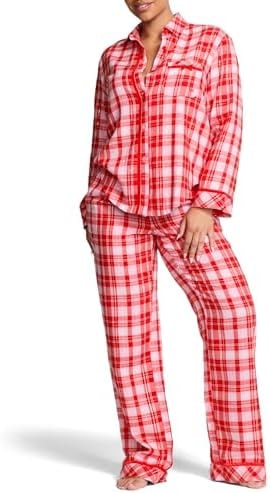 Victoria's Secret PINK Women's Flannel Pajama Set, Red Plaid, XL
