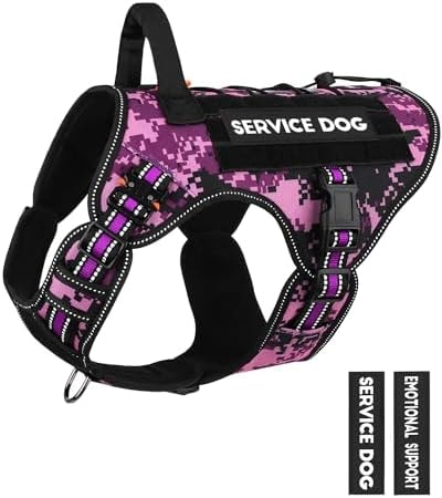 Petnanny Tactical Dog Harness No Pull Vest for Large Dogs Purple Camo L