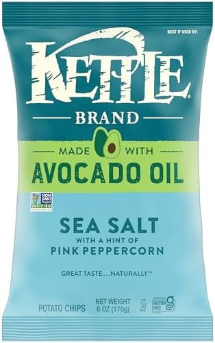 Kettle Brand Made with Avocado Oil Sea Salt Pink Peppercorn Chips, 6 Oz Bag