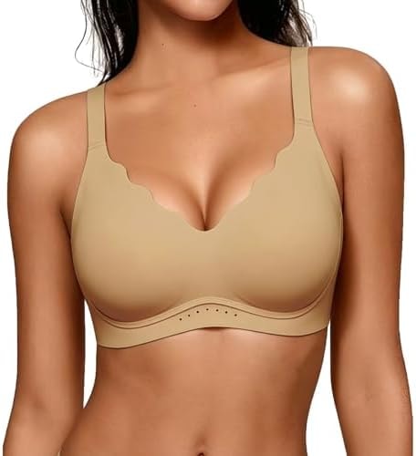 As Fairy Wireless Bras for Women Jelly Push Up Scalloped Bra Dark Skin 36C