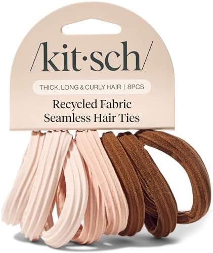 Kitsch Seamless Hair Ties No Damage - Stretchable Hair Bands for Strong All-Day Hold, Ponytail Holders | Hair Accessories for Girls - Rosewood 8 Pcs