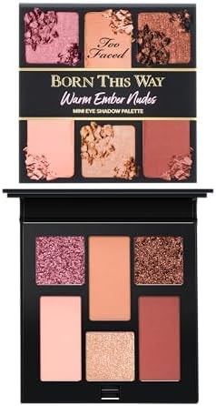 Too Faced Born This Way Natural Nudes Mini Eye Shadow Palette Makeup | Creamy, High Pigment Matte + Shimmer Shades, 0.2 Ounce, Warm Ember Nudes