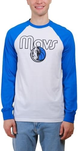 Ultra Game Men’s NBA Official Super Soft Raglan Baseball T-Shirt, Dallas Mavericks, Team Color, Medium