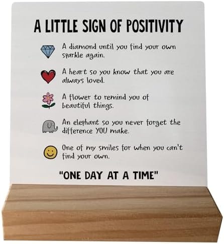 grapehiker Inspirational Positive Encouraging Gifts for Women,Inspirational Signs,Office Desk Decor, A Little Sign of Positivity Little Reminders Desk Sign