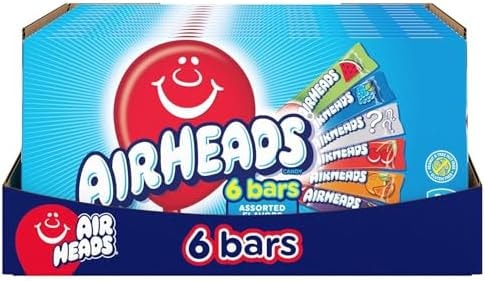 Airheads Full-Size Candy Bars, Movie Theatre Box, 6 Count Box (12-Pack)