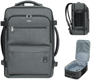 WANDF Personal Item Travel Bag 18x14x8, Carry On Laptop Backpack（Grey）