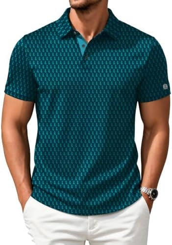 ZITY Mens Golf Shirts Short Sleeve Print Moisture Wicking Polo Shirt