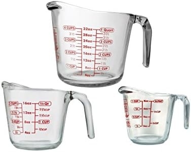 Anchor Hocking Glass Measuring Cups, 3 Piece Set (1 Cup, 2 Cup, 4 Cup liquid measuring cups)