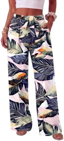 Lepunuo Women's Paperbag High Tie Waist Wide Leg Pants with Pockets